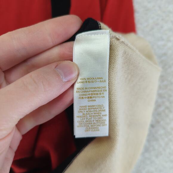 Kate Spade 100% Wool Cardigan Sweater Colorblock 3/4 Sleeve Medium Button V-neck - Picture 8 of 9